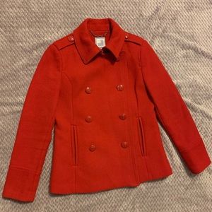 JCP Red Short Coat size S with leopard lining